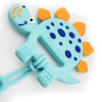 Teether with Paci Clip Dino - Turquoise