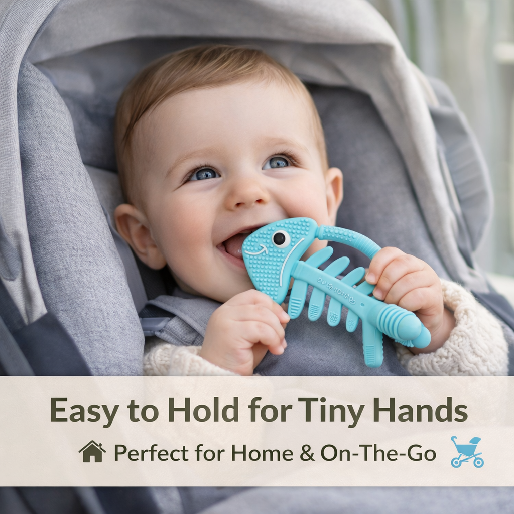 fish teething toys easy to hold for tiny hands perfect for home and on-the-go, stroller silicone toys