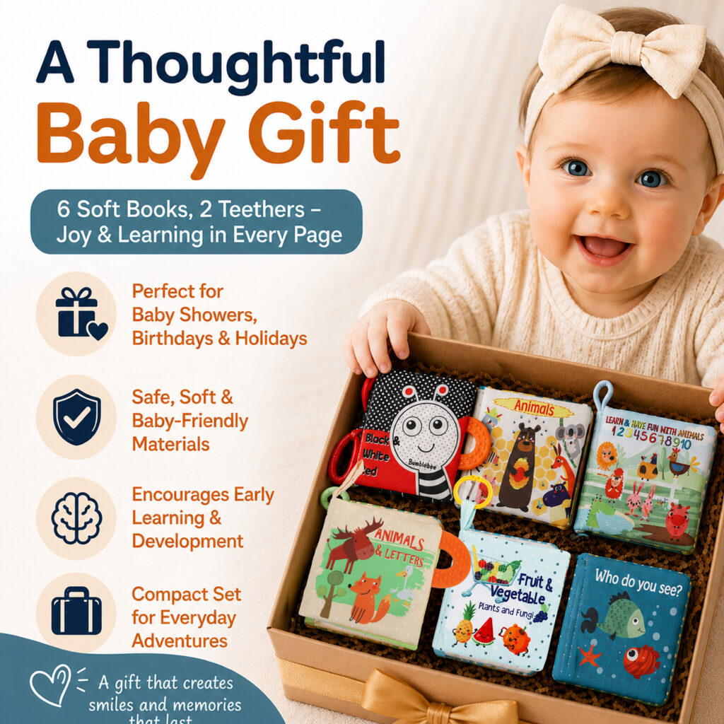 6 mini baby books educational crinkle soft cloth books set of 6 for babies and toddlers