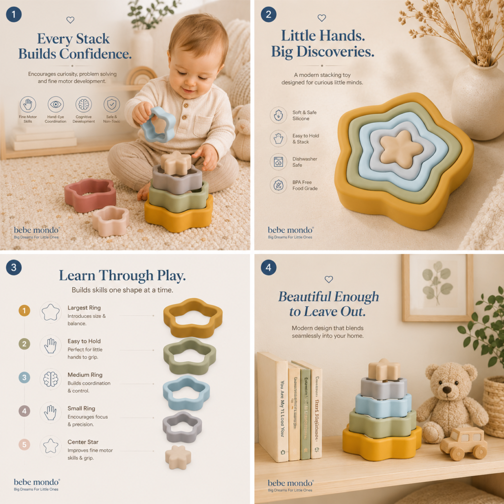 stack build toy stacking silicone toys for babies toddlers new colors