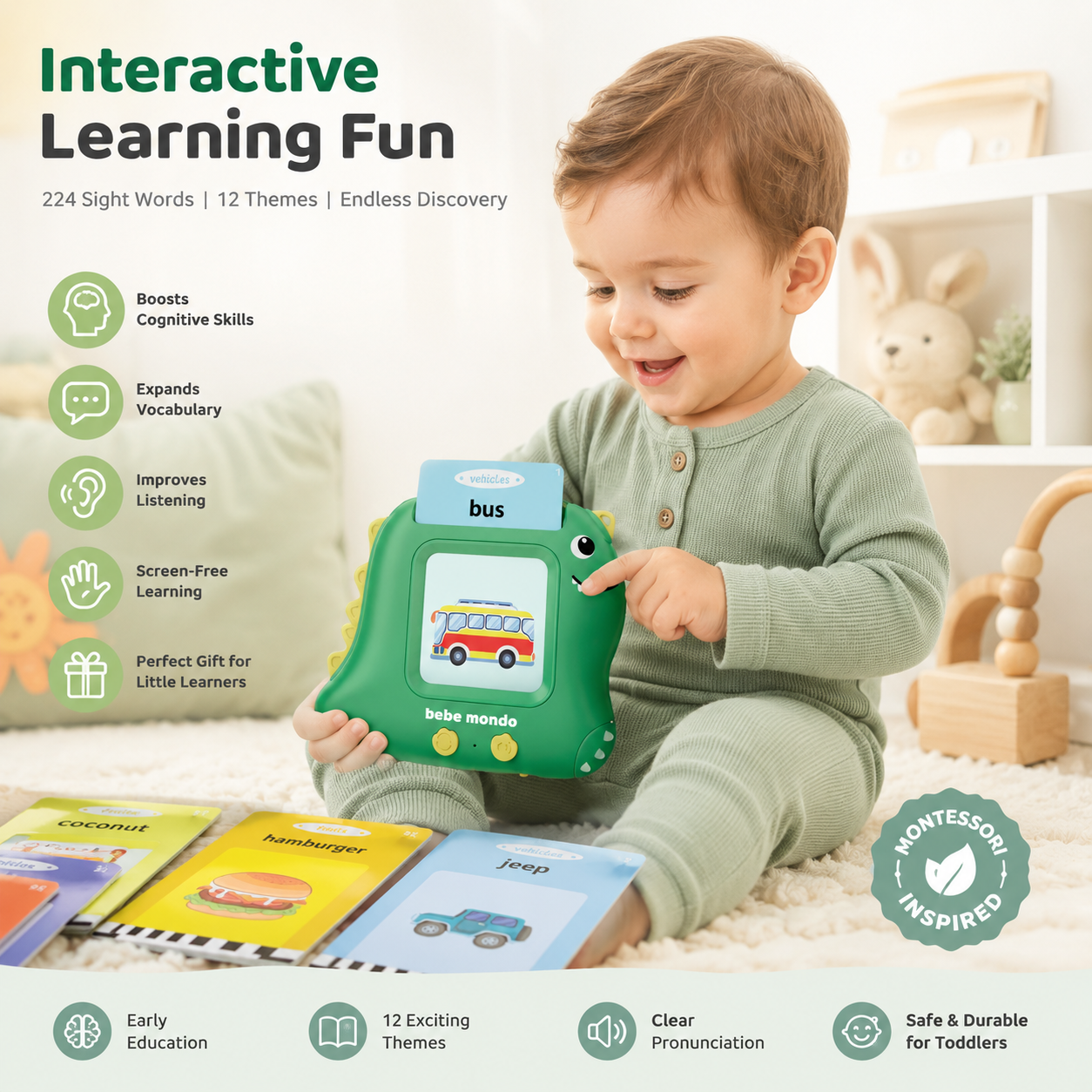 talking flashcards for toddlers babies 1-2-3-4 years old early learning