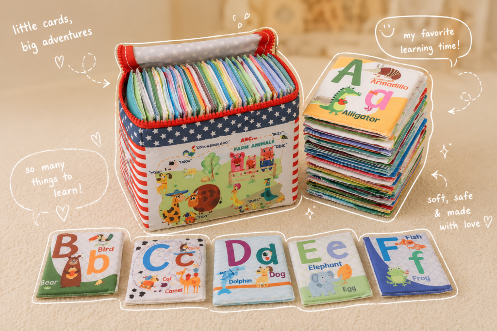 alphabet flash cards flashcards with zipper bag for toddlers soft jungle farm fabric toys