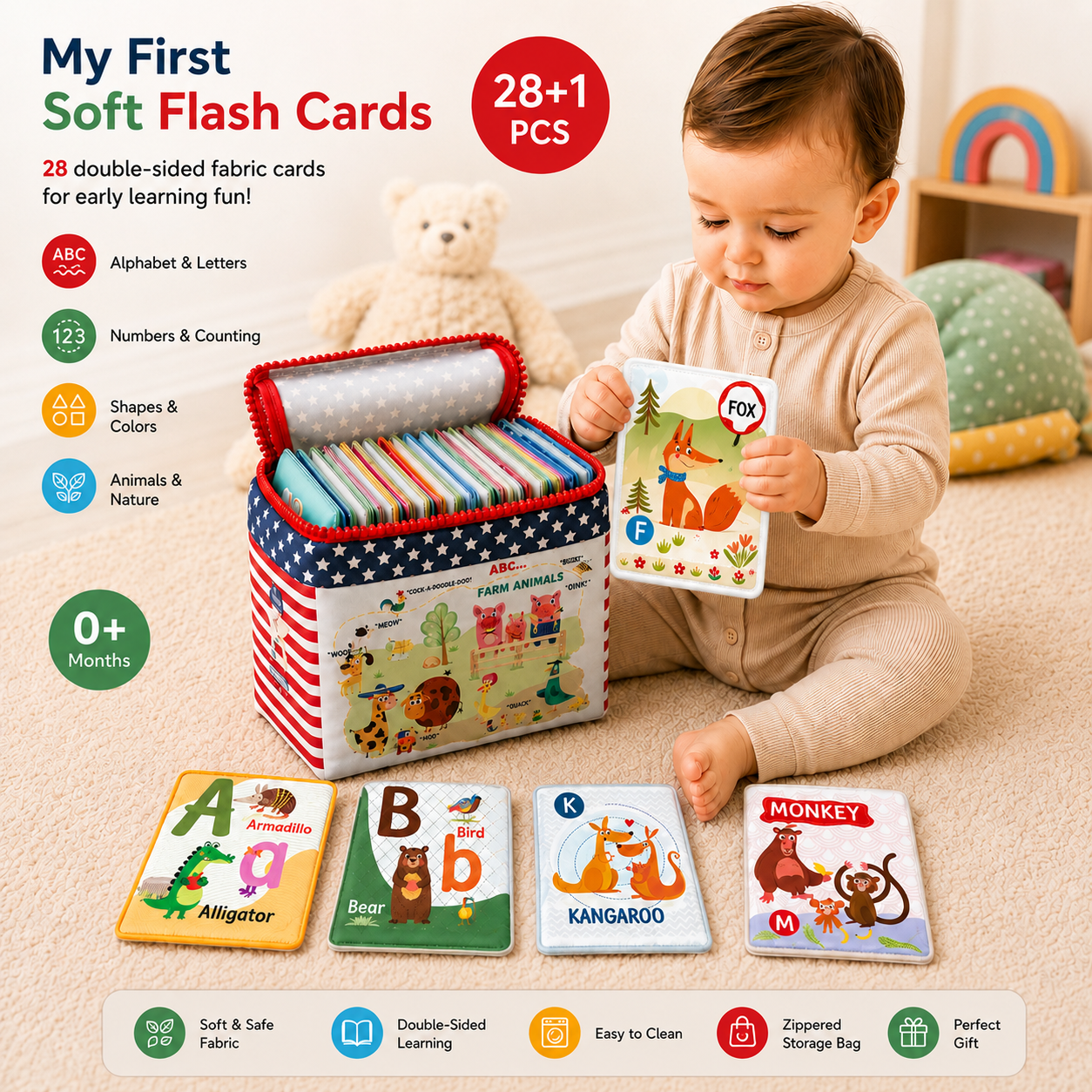 soft alphabet flash cards for toddlers and babies farm & jungle baby toys flash cards learning early educational developmental toys
