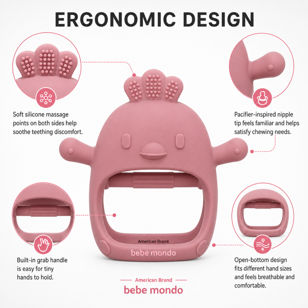 teething toys teething mitten free size nipple shape for babies and toddlers 0-3-6-12 months