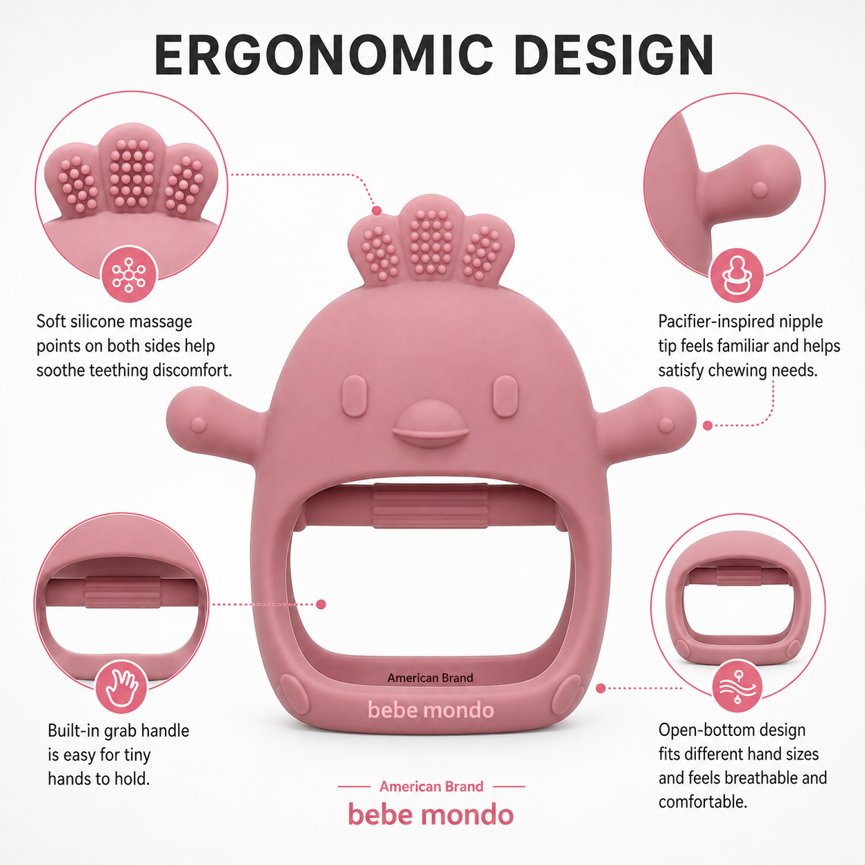 teething toys teething mitten free size nipple shape for babies and toddlers 0-3-6-12 months