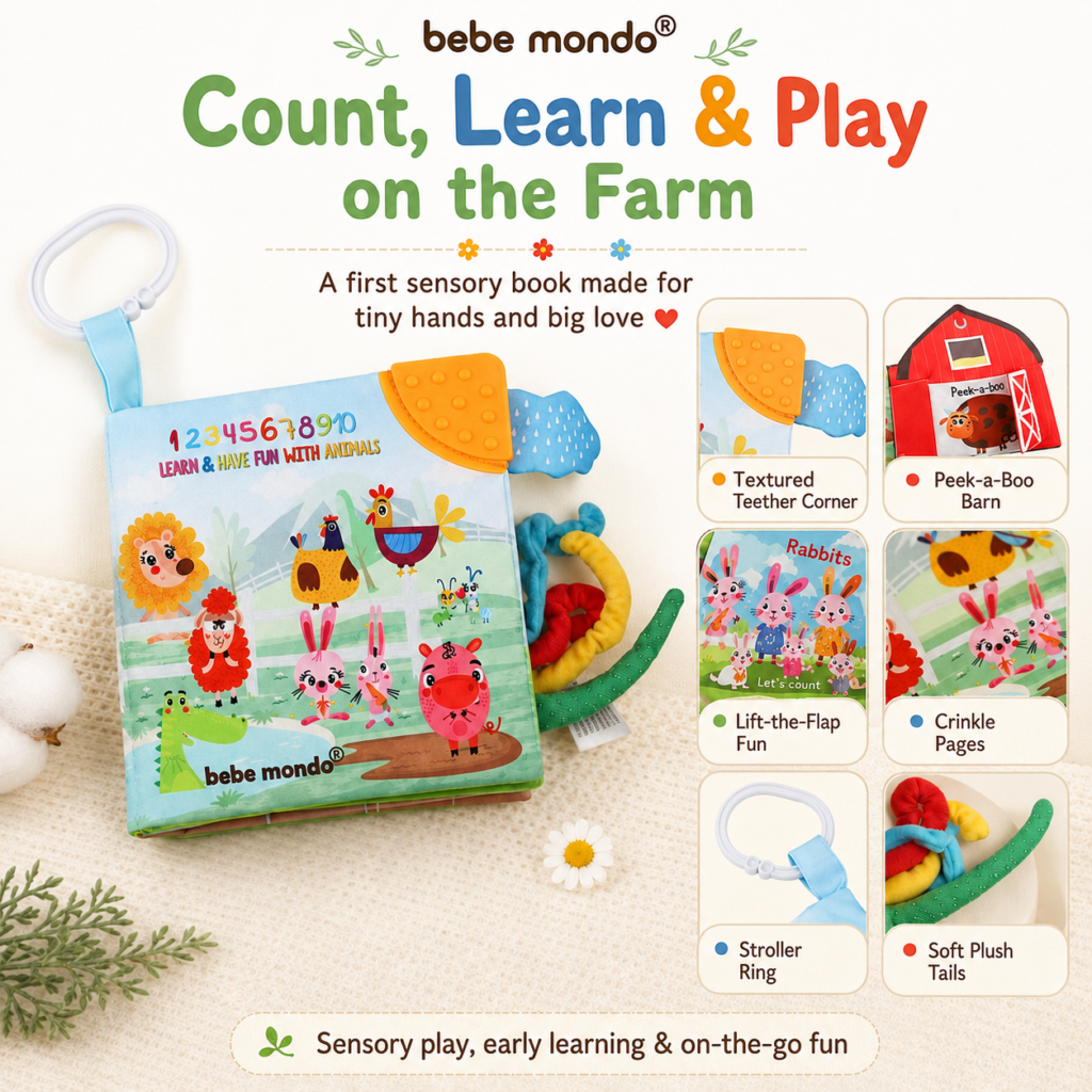 count, learn & play on the farm, let's count to 10, number book learning educational toys 1-2-3 years old